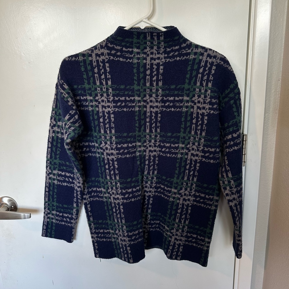 navy preppy heavy mock turtle neck sweater size S